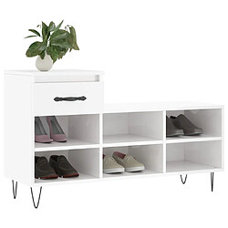 Avis Maison Chic Armoire à chaussure,Meuble à Chaussures Blanc brillant 102x36x60 cm Bois ingénierie -MN62187