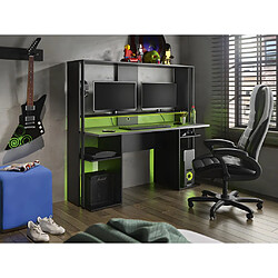 Vente-Unique Bureau gamer STANDA - Avec rangements et LEDs - Noir