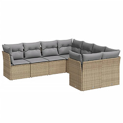 vidaXL Salon de jardin avec coussins 8 pcs beige résine tressée