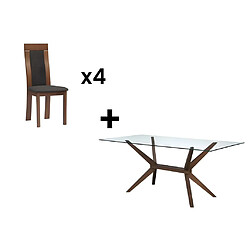 Vente-Unique Ensemble table + 4 chaises BELINDA - Hêtre et Noyer 