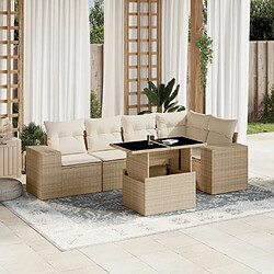 vidaXL Salon de jardin avec coussins 6 pcs beige résine tressée 