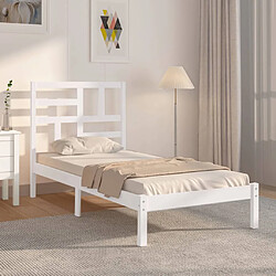 vidaXL Cadre de lit Blanc Bois massif 75x190 cm Petit simple