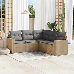 vidaXL Salon de jardin avec coussins 5 pcs beige résine tressée 