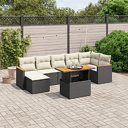 vidaXL Salon de jardin 8 pcs avec coussins noir résine tressée