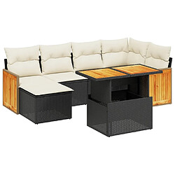 Maison Chic Ensemble Tables et chaises d'extérieur 7pcs avec coussins,Salon de jardin noir résine tressée -GKD130492