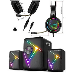 Spirit of Gamer ENCEINTES 2.1 PC/MAC RGB 11W RMS Bluetooth 5.0 rétro-éclairage RGB + Casque gamer PC 7.1 VIRTUAL SURROUND SOUND