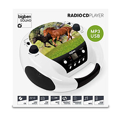 Bigben Interactive - Lecteur Radio CD Portable MP3 USB blanc, motif cheval