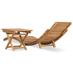 Acheter Helloshop26 Transat chaise longue bain de soleil lit de jardin terrasse meuble d'extérieur pliable avec table bois de teck solide 02_0012863