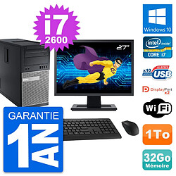 PC Tour Dell 9010 Ecran 27" Intel i7-2600 RAM 32Go Disque 1To Windows 10 Wifi · Occasion 