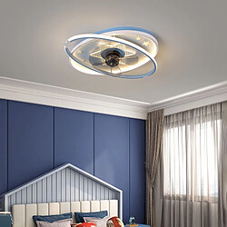 Avis Universal Lampe ventilateur de plafond de 55 cm, 220V éclat tricolore 57W maison chambre à coucher lampe ventilateur de plafond de dessin animé lustre intégré, bleu(Bleu)