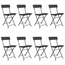 Maison Chic Lot de 8 Chaises de bistrot pliantes Noir Résine tressée et acier -GKD41518