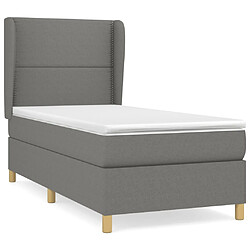 vidaXL Sommier à lattes de lit avec matelas Gris foncé 100x200cm Tissu