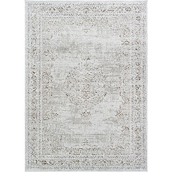 Thedecofactory VERDIO MEDAILLON - Tapis vintage motif medaillon en relief écru 160x230