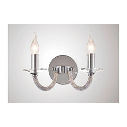 Luminaire Center Applique murale Elena avec interrupteur 2 Ampoules chrome poli/cristal