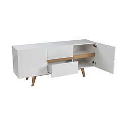 Miliboo Buffet scandinave blanc brillant et frêne 160cm MELKA