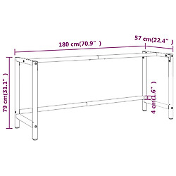 vidaXL Cadre de banc de travail Noir et rouge mat 180x57x79 cm Métal pas cher