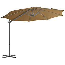 vidaXL Parasol de jardin en porte-à-faux avec mât en acier taupe