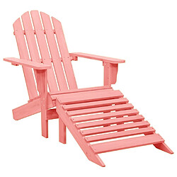 Maison Chic Chaise de jardin avec pouf - Fauteuil d'extérieur Adirondack Bois de sapin solide Rose -MN13494