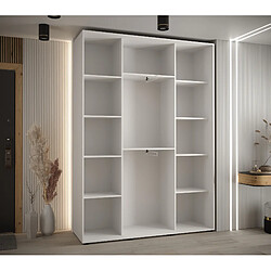 Acheter Abiks Meble Armoire à portes coulissantes Davos 1 235.2 x 160 x 45 3 portes coulissante (Blanc/Noir/Argent)