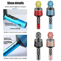 Universal 2021 Nouveau Q008 Karaoké Microphone Bluetooth sans fil Karaoké Portable Microphone Haut-parleur Lecteur KTV Anniversary Party (Bleu)