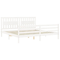 Acheter vidaXL Cadre de lit avec tête de lit blanc 200x200 cm bois massif