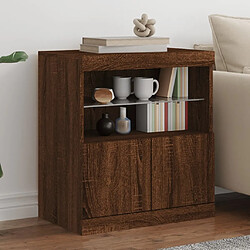 Maison Chic Commode Buffet - Meuble de rangement avec lumières LED chêne marron 60x37x67 cm -GKD43058