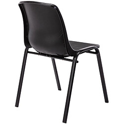 Decoshop26 Chaise visiteur empilable salle d'attente en plastique noir et métal 10_0003729