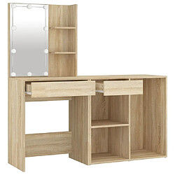 Helloshop26 Coiffeuse à led avec armoire 60 x 40 x 140 cm bois d'ingénierie beige 02_0006239