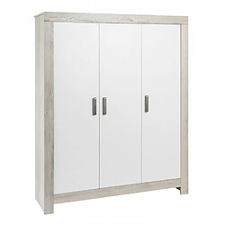 Schardt Armoire bébé 3 portes bois blanc et chêne gris Nordic Halifax L 154 x H 189 x P 53 cm