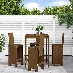 Maison Chic Table de bar et chaises d'extérieur 5 pcs,Ensemble de bar de jardin pour relax marron miel bois de pin massif -GKD634178