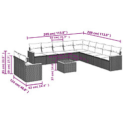 Avis vidaXL Salon de jardin avec coussins 12 pcs gris résine tressée