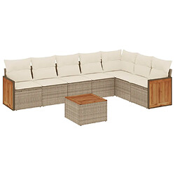 vidaXL Salon de jardin avec coussins 8 pcs beige résine tressée