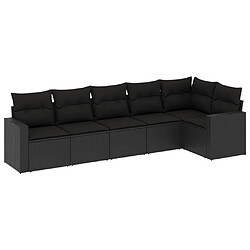 vidaXL Salon de jardin 6 pcs avec coussins noir résine tressée