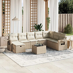 Maison Chic Salon de jardin avec coussins 9 pcs, Ensemble Tables et chaises de jardin, beige résine tressée -GKD640668