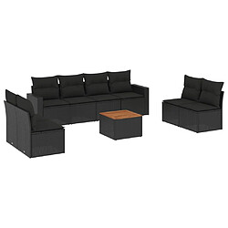 Maison Chic Ensemble Tables et chaises d'extérieur 9 pcs avec coussins,Salon de jardin noir résine tressée -GKD427227