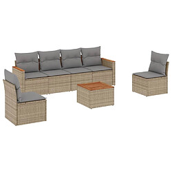 vidaXL Salon de jardin avec coussins 7pcs mélange beige résine tressée