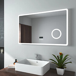 EMKE Miroir de salle de bain LED avec Loupe 3 Fois 100x60cm | Loupe 3x, Interrupteur Tactile, Anti-buée, Bluetooth | Lumière Blanche Froide/Chaude/Neutre 