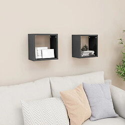 vidaXL Étagères cube murales 2 pcs gris brillant 26x15x26 cm 