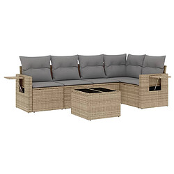 vidaXL Salon de jardin avec coussins 6 pcs beige résine tressée