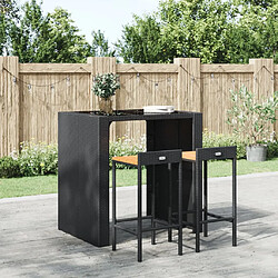 vidaXL Tabourets de bar lot de 2 noir résine tressée et bois d'acacia 