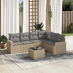 vidaXL Salon de jardin avec coussins 7 pcs beige résine tressée 