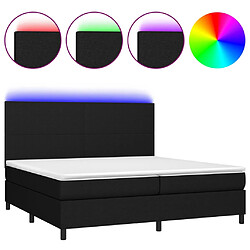 vidaXL Sommier à lattes de lit et matelas et LED Noir 200x200 cm Tissu