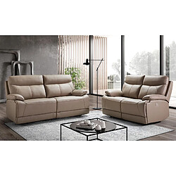 BOIS & CHIFFONS Canapé cuir 3 places, 2 relax électriques Bilbao Beige