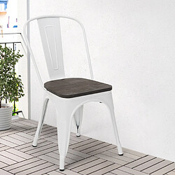 Ahd Amazing Home Design Chaises industrielles en bois et acier Tolix pour cuisine et bar Steel Wood, Couleur: Blanc