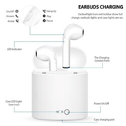 GUPBOO i7s TWS Bluetooth 5.0 Écouteurs sans fil Casque de sport avec micro et boîtier de charge Écouteurs pour tous les téléphones intelligents