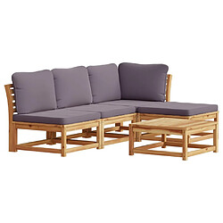 vidaXL Salon de jardin avec coussins 5 pcs Bois d'acacia solide