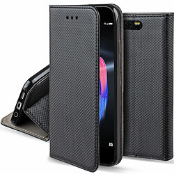 Moozy Case Flip Cover pour Huawei Honor 9, Noir - Étui à Rabat Magnétique Intelligent avec Porte-Cartes et Support