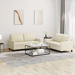 Maison Chic Ensemble de canapés 2 pcs avec coussins, Canapé droit Sofa pour Salon Crème Similicuir -GKD521527