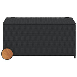 Avis vidaXL Boîte de rangement de jardin et roues noir 190L résine tressée