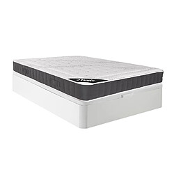 Vente-Unique Ensemble 160 x 200 cm sommier coffre blanc + matelas ressorts ensachés accueil mémoire de forme ép.27cm - ATLANTIDE de YSMÉE 